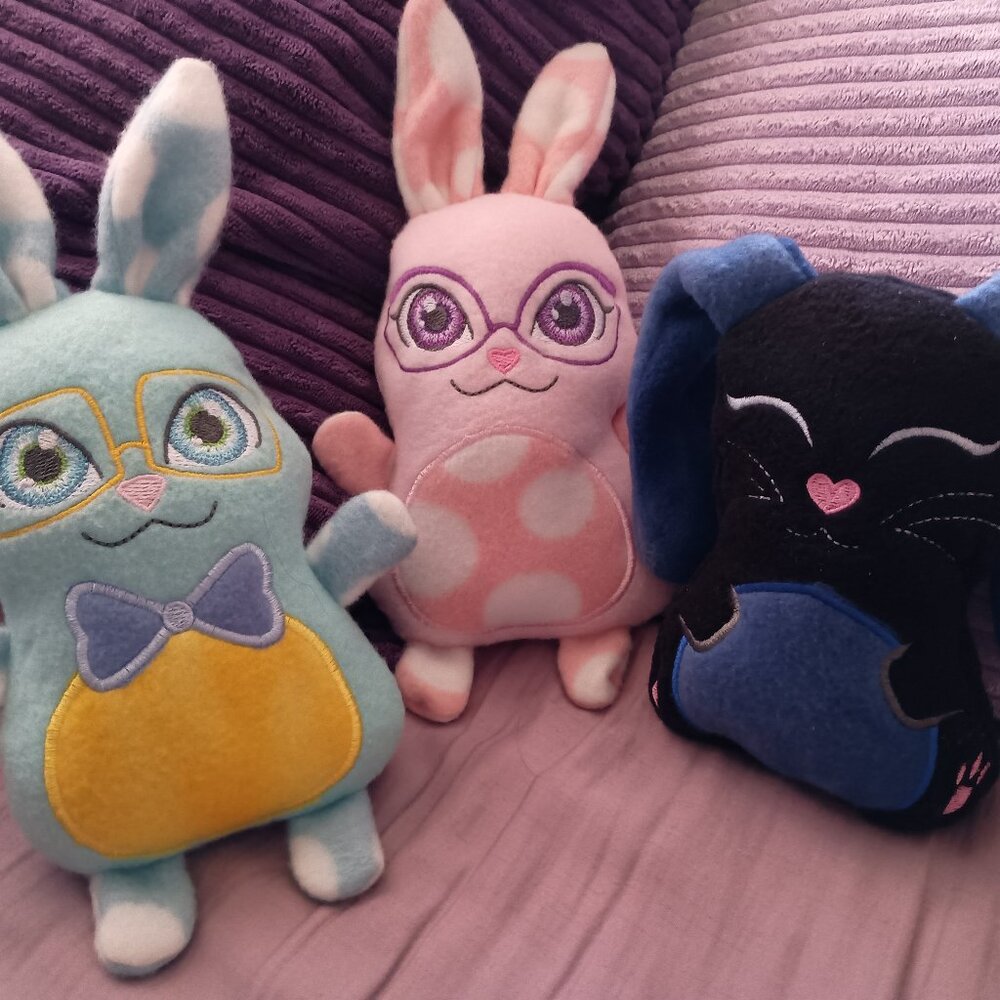 NEW Stuffed/Embroidered Plushy Bunnies